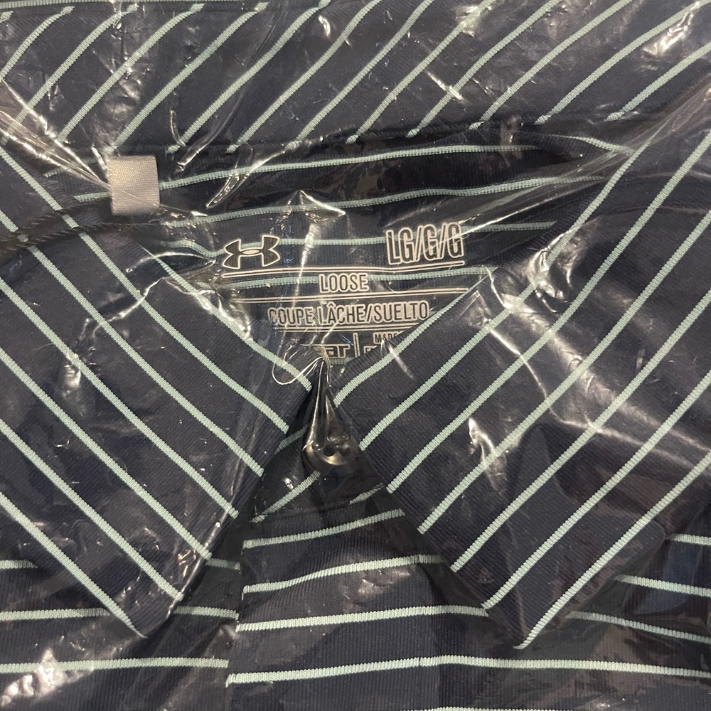 Under Armour Men's Polo - Dark and Light Blue Stripes